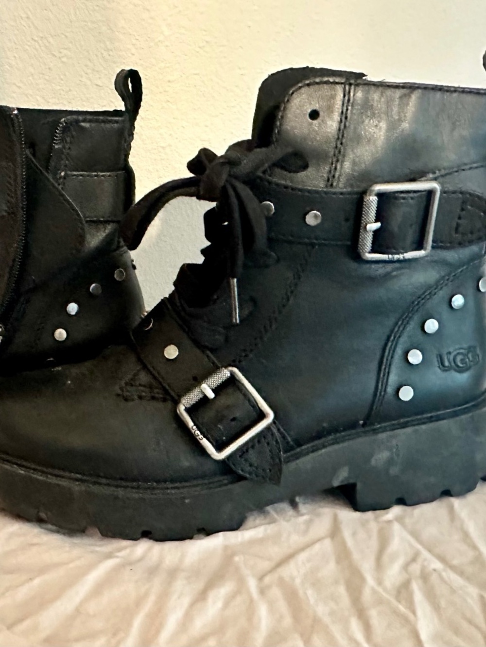 Ugg black combat boots size 9